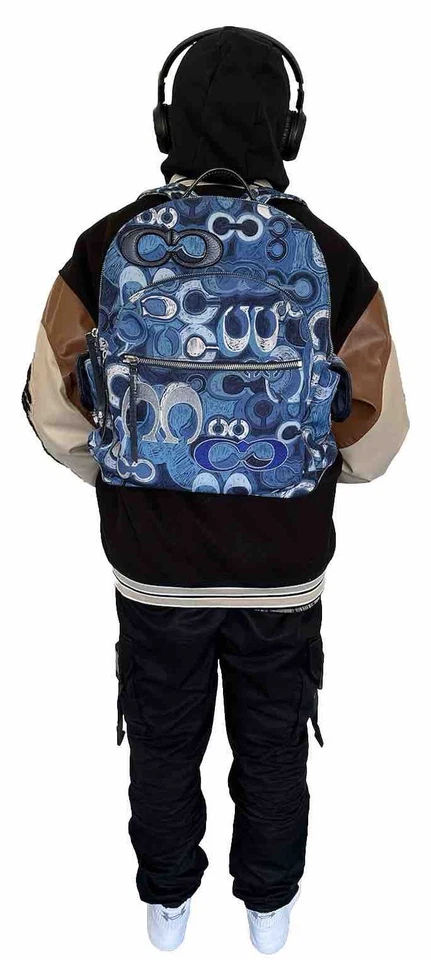 Mochila Bolso de Mano Coach Poppy Pop C Apliques Azul Denim XL Limitado Usado en Excelente Condición 19880 Foto 2 de 4