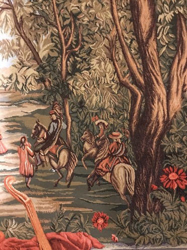 Verdure aux Chateau Violin Tapestry Wall Hanging Castle Scene Horseriders 78x53 - Picture 4 of 8