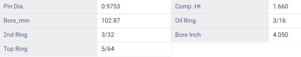 Enginetech P1529 (8) | Pistones con tapa de plato para Ford 66-76 6,4 L/390 6,7 L/410 OHV V8 Foto 2 de 4