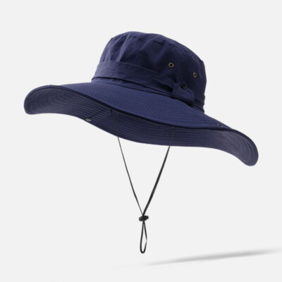 Men Foldable Wide Brim Sun Hat Hiking Breathable Fishing UV Protection Cap  Hat