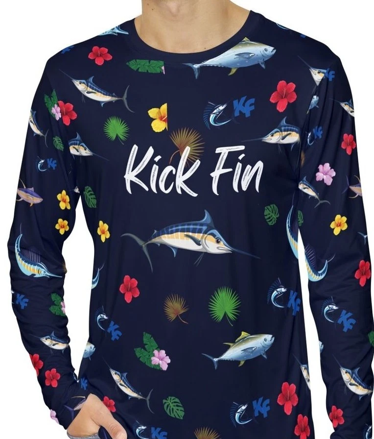 Kick Fin Sportswear Lightweight Moisture Wicking Long Sleeve Fishing T-Shirt