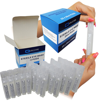 50x 20ml Qualicare Erste Hilfe Notfall Augenspülung Natriumchlorid Lösung Pods