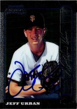 1999 Bowman Chrome #82 Jeff Urban RC Signed Autographed