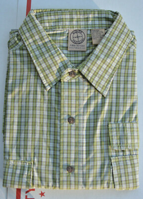 HABAND NIP MENS sz  L CASUAL BUTTON SHIRT SS 3 POCKETS  SHOULDER  EPILETS GREEN