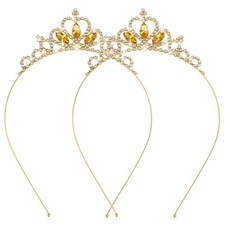 2 Pack Princess Crown Tiara Girls Headband Hair Hoop Head Crown for Prom Wedding