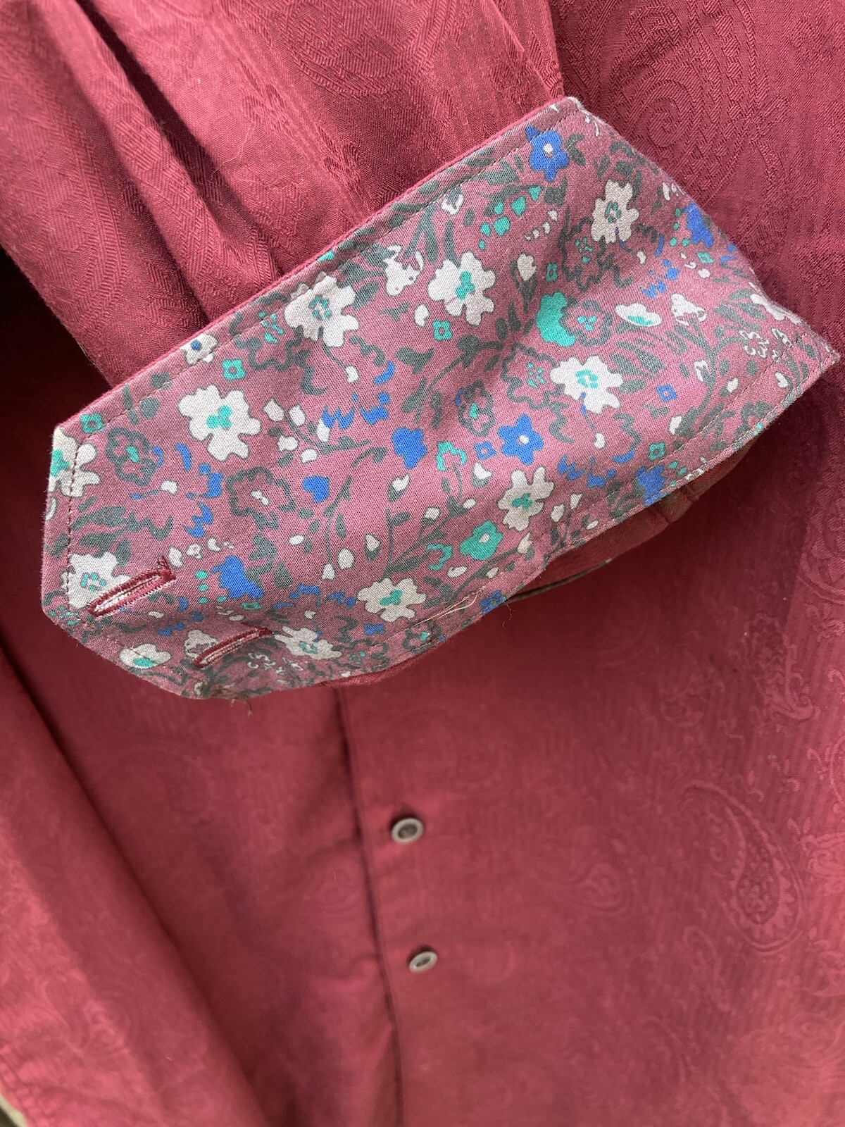 Men's Robert Graham Maroon Solid Button-Down Shir… - image 5