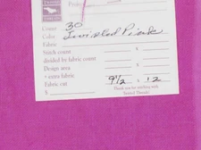 30 ct Cross Stitch Linen Fabric Twisted Hot Pink 12x9.5"  Twisted Threads