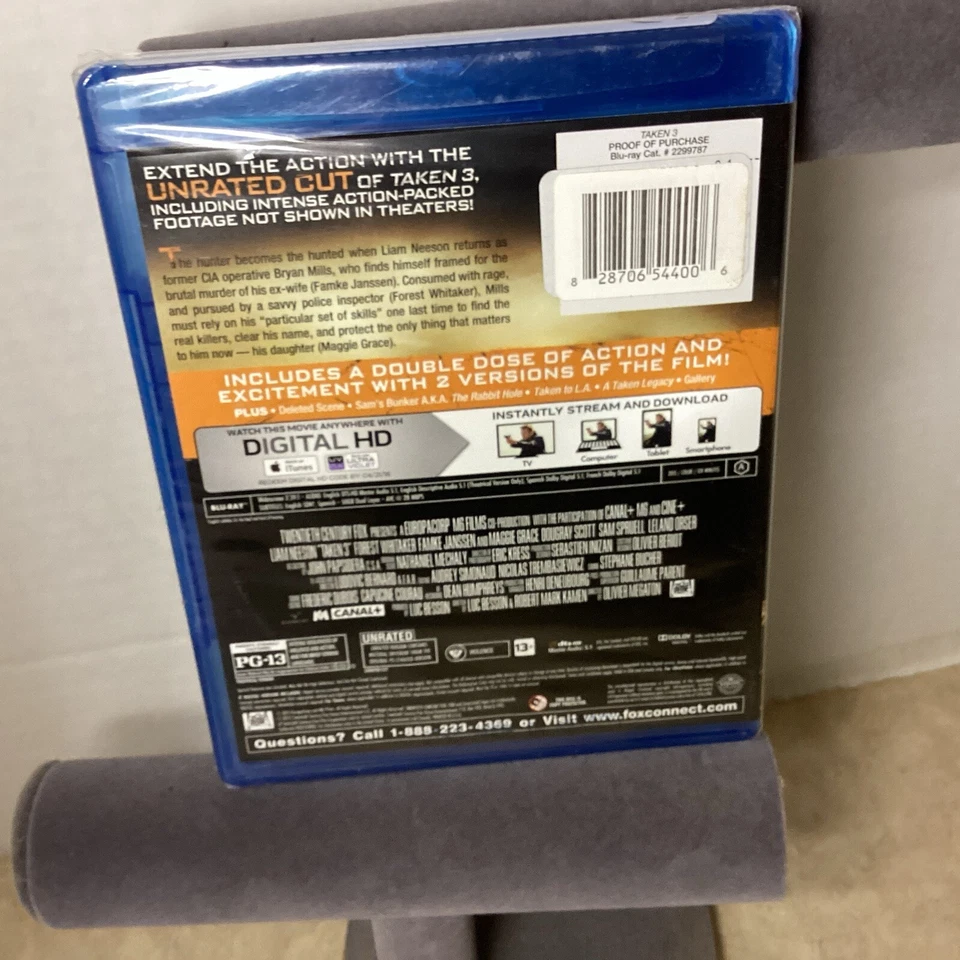 Blu-Ray +Digital HD Taken 3 DVD Theatrical And Unrated Version Deleted Scene New - Image 2 of 4