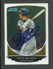 2013 BOWMAN CHROME BCP 87 Wyatt Mathisen  PIRATES  SIGNED AUTOGRAPH AUTO COA