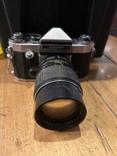 Hanimex Praktica Super TL 35mm SLR Film Camera w/ Tele-Lentar 1:2.5 135mm Lens
