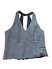 EUC Vintage Cachet Vest Medium Halter Neckline Metallic Rhinestone Zip Size 14