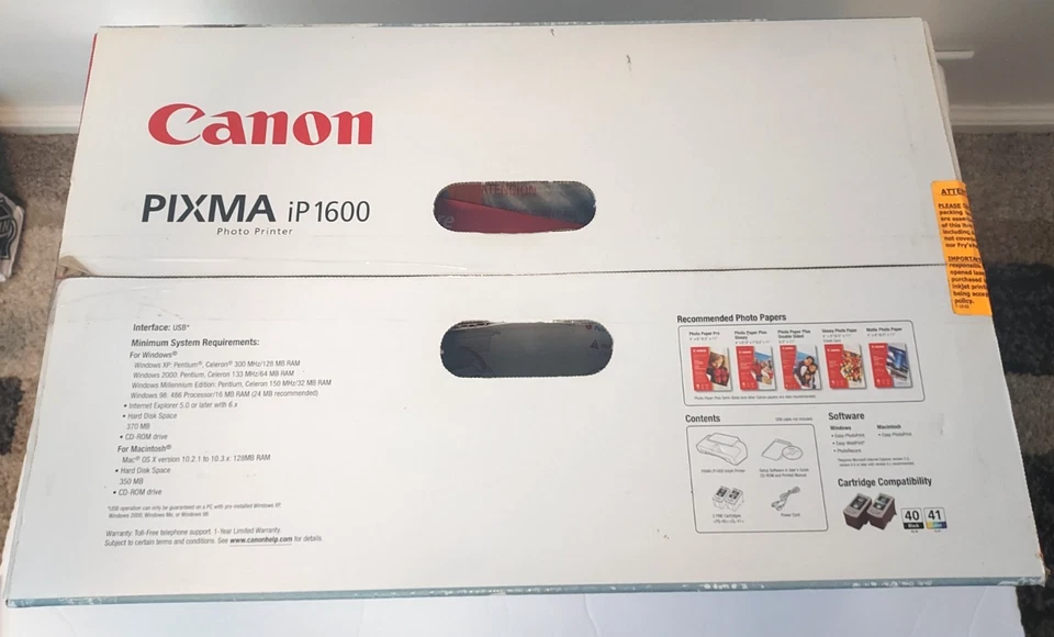 Canon PIXMA iP 1600 DIGITAL PHOTO InkJet Printer (Factory Sealed) NEW - Image 2 of 4