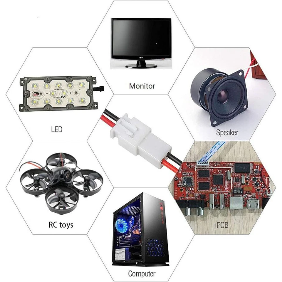 JST XH 2.54mm 2 Pin Male / Female Cable Connector Socket With 20cm Wire 26AWG - Image 2 of 4