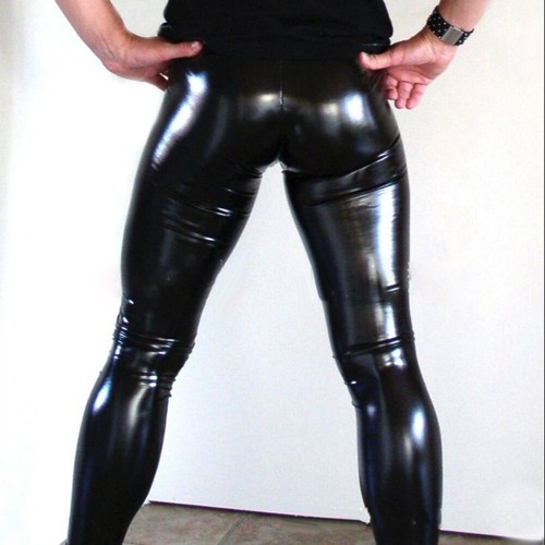 Sexy Men Faux Leather Leggings Slim Wet 