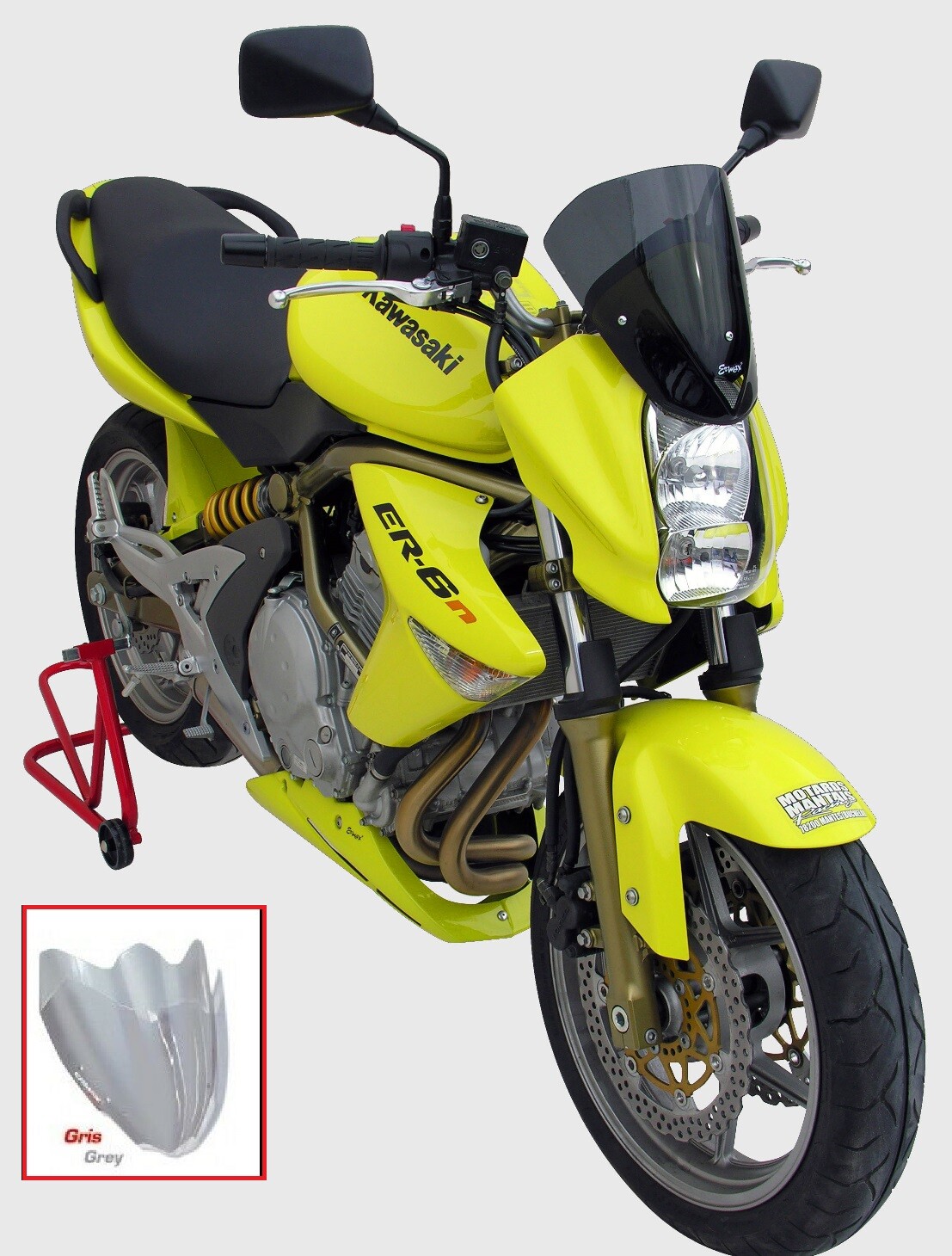 Bulle haute protection Ermax HP Kawasaki ER-6N finition grise haut de gamme