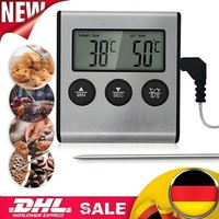 Fleischthermometer Digital Bratenthermometer Grillthermometer Backofen Kabellos