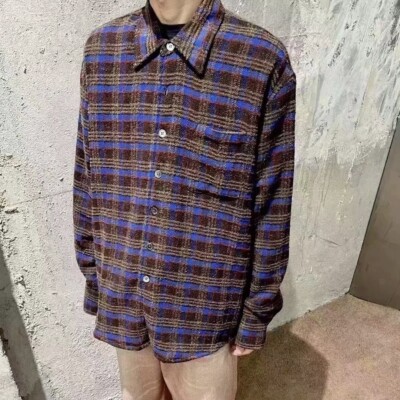 Blue Brown Plaid Shirt Our Legacy Jacket Casual Winter Shirt Coat Unisex