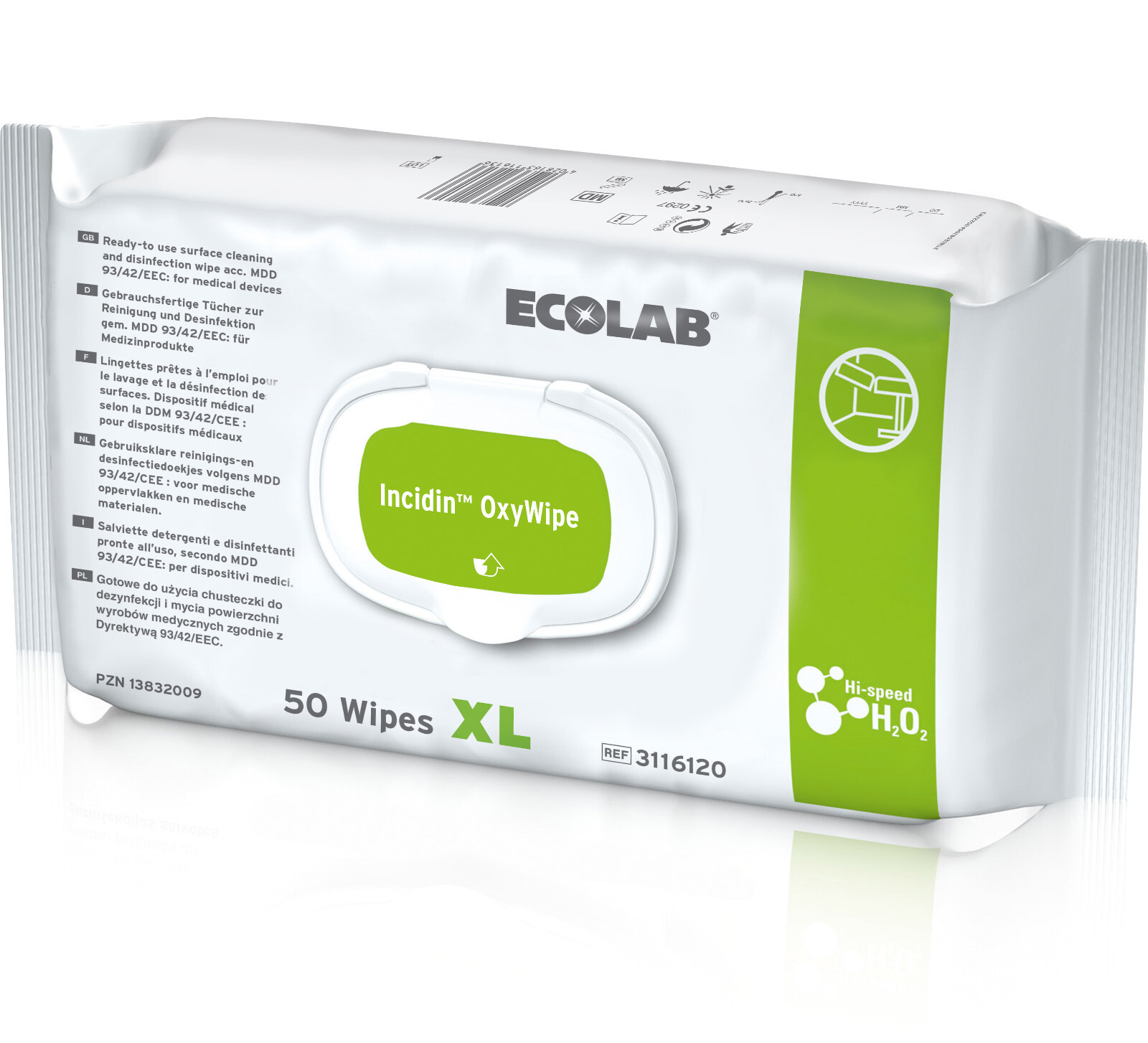 Ecolab Incidin Oxy Wipes XL Desinfektionstücher 50 Desinfektionsmittel Tücher