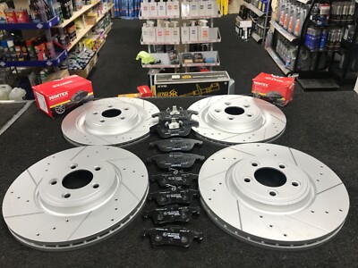 Cross-Drilled & Grooved Brake Disc Set For Jaguar X-Type 2.0 / 2.1 / 2.2TD – Front & Rear