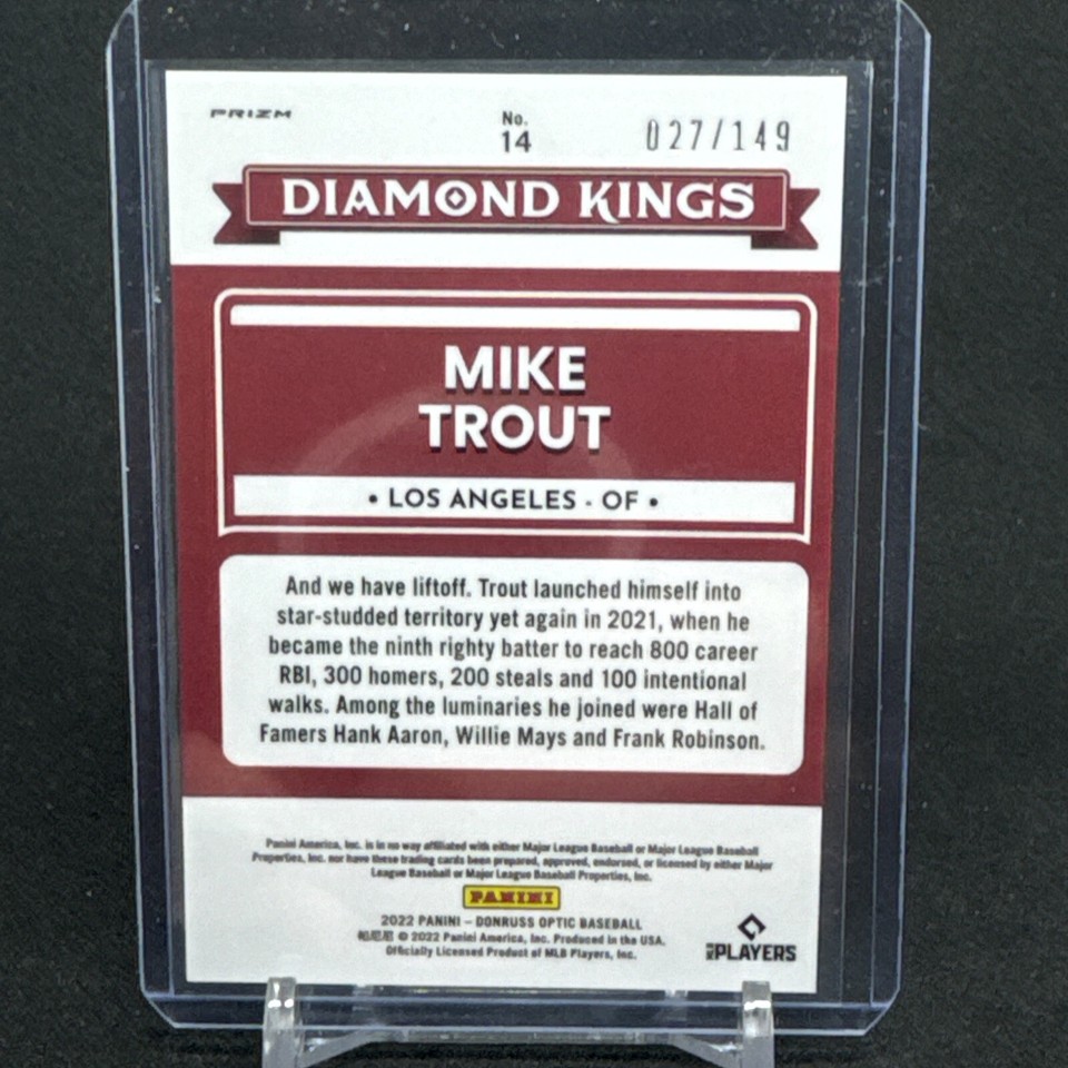 2022 Panini Optic Mike Trout Diamond Kings Black Stars Prizm 27/149