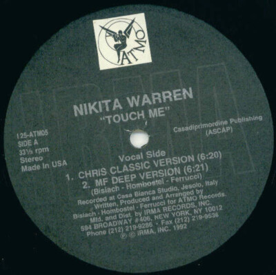 Nikita Warren Touch Me Vinyl Single 12inch NEAR MINT Atmo