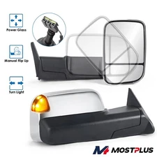 Pair Chrome Power Glass Side View Mirrors For 1994-1997 Dodge Ram 1500 2500 3500