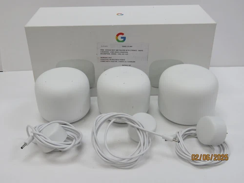 Google GA00823-CA Nest Wifi Router with 2 Points - 3 Pack - White [DJ489]