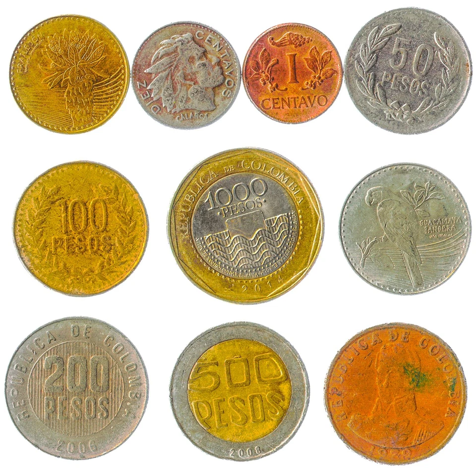 Monedas Colombia Centavos Pesos | Colección de 10 | América Latina 1959 - 2017 Foto 4 de 4
