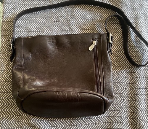 Piel Dark Brown Genuine Leather Shoulder Bag 10x12