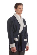 Mens Smoking Jacket - Navy / Satin Fully Lined