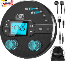 Portable CD Player Bluetooth Rechargeable 2000Mah Battery Anti-Skip LCD FM Radio