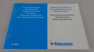 Betriebsanleitung Webasto Komponententester für Heizgeräte  Stand 12/1990