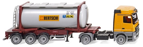 WIKING - MERCEDES Actros 4x2 with 3-axle trailer and BERTSCHI 20-foot tank co...