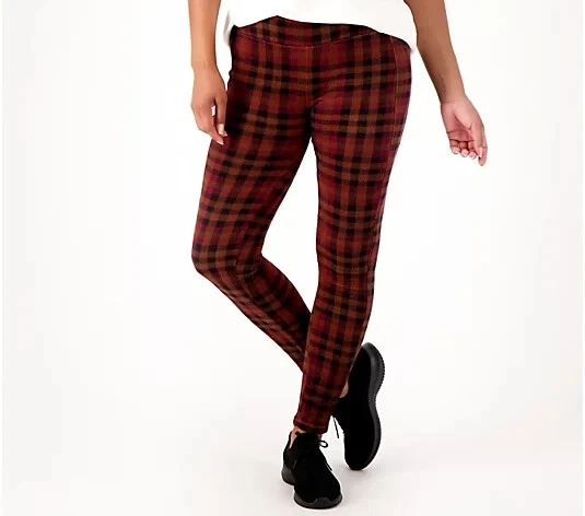 Cuddl Duds Womens Fleecewear Stretch Leggings XS Oak Plaid A342094