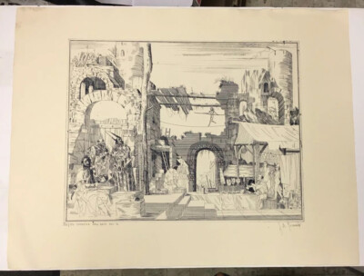 VTG SIGNED JOE PECSENKE RARE ORIGINAL PRINT OF COMMEDIA DELL'ARTE