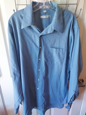 Geoffrey Beene Dress Shirt Wrinkle Free Long Sleeved Classic Fit 17.5 36/37  Blue | eBay