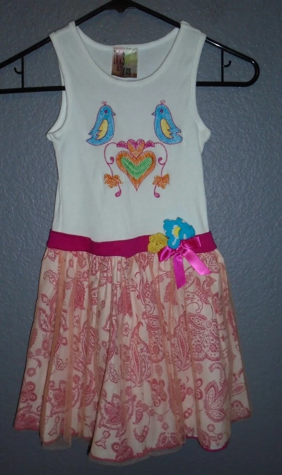 Vestido sin mangas Twirls & Twigs niñas talla 6 rosa y blanco EuC Foto 2 de 4