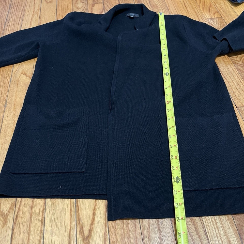 J. Crew Black Eloise SweaterBlazer Merino Wool Cotton Blend Size XS eBay