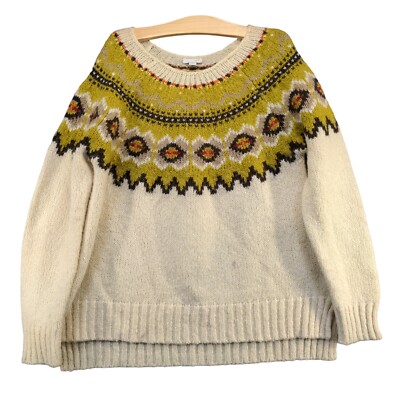 Jill Women's Tunic Knit Sweater Multi Large Fair Isle Winter High Low  Hem