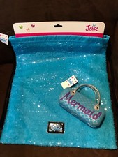 JUSTICE I LOVE MERMAIDS SEQUIN MERMAID BLUE DRAWSTRING BAG SUNGLASS CASE SET