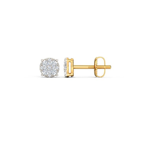 Round Diamond Stud Earrings | 14K/10K Gold Lab Grown Diamond Stud Earrings - Picture 4 of 8