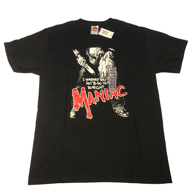 MANIAC 1980 Cult Horror Slasher Movie Black Shirt Vintage 2000's