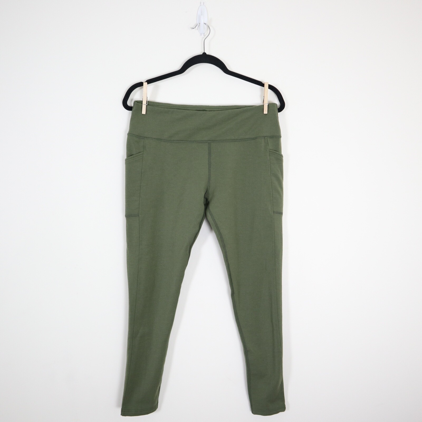 Woolx Women's Size L Merino Wool Duralite Piper Pocket Leggings Green | eBay