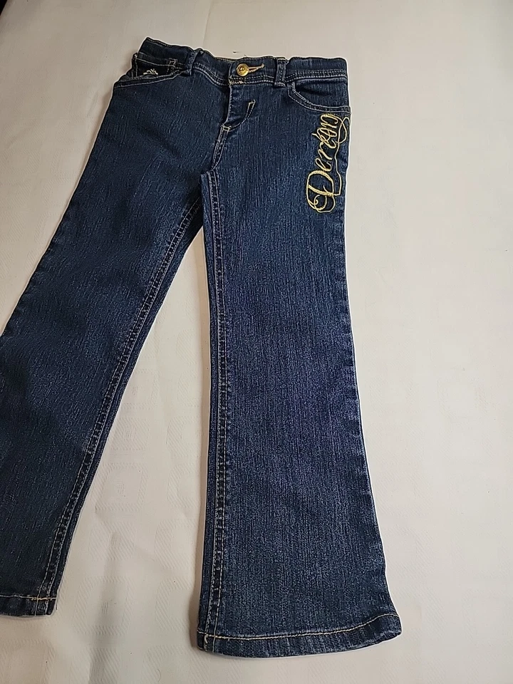 Pantalones de mezclilla azules acampanados de verano Dereon Beyonce para niñas talla 5 (A032) Foto 3 de 4