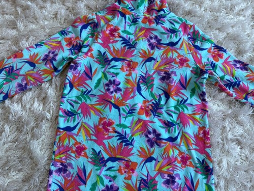 Lands End Hooded Long-Sleeve Blue Floral Terrry Cover-Up, Girls Size XL (14-16) - Picture 8 of 12