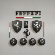 Ferrari F8 Tributo Carbon Fiber Emblem Rear Script Side Flag Badge Wheel Cap Kit