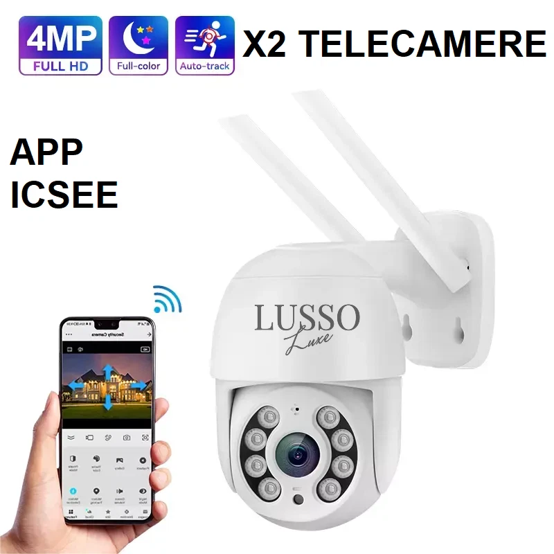 2X TELECAMERA ESTERNA ICSEE CAM PTZ WIFI CAMERA WIRELESS ESTERNO SMART ZOOM - Immagine 2 di 4