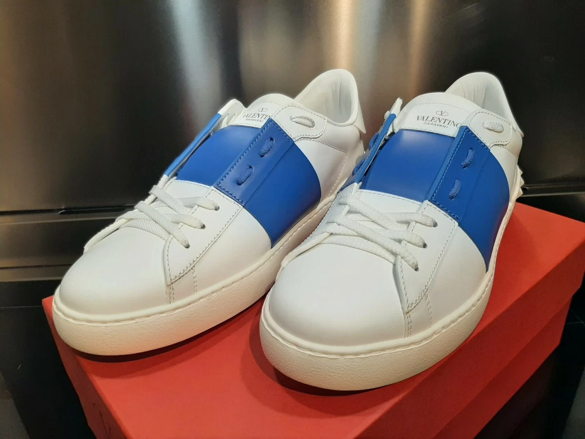 Valentino Garavani Open White And Blue Sneakers New