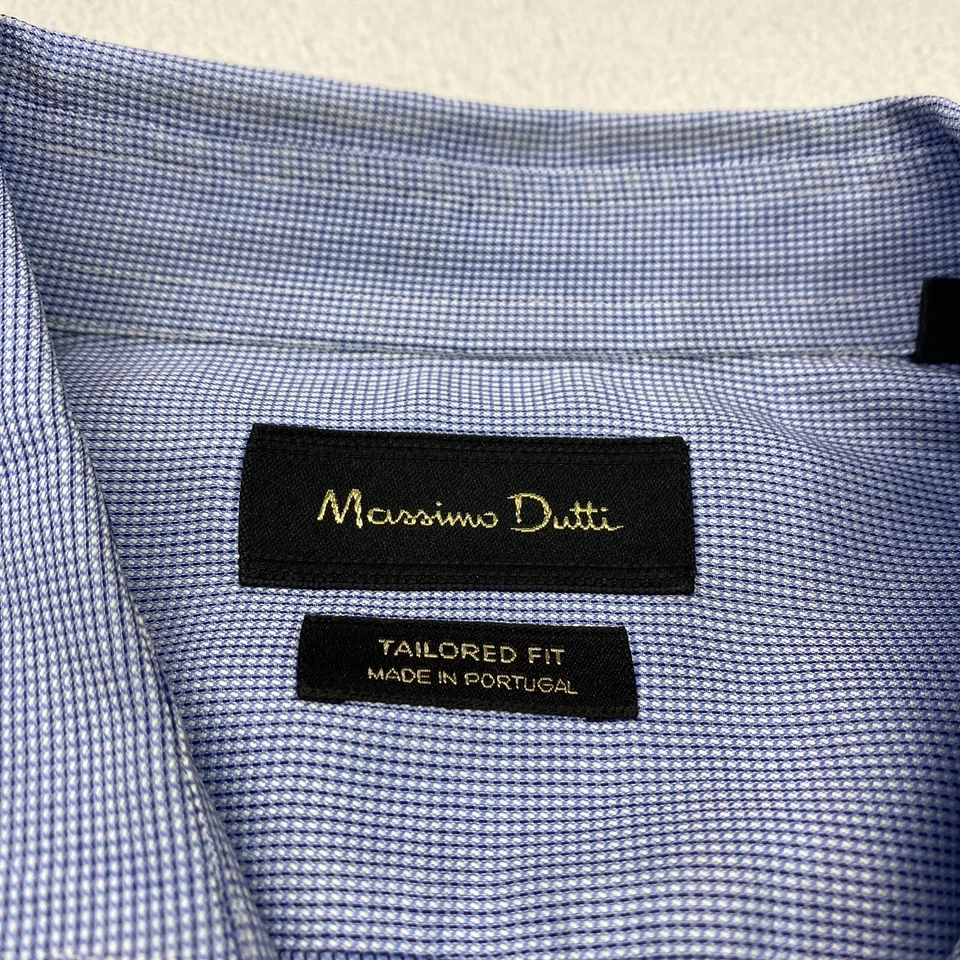 Camisa de vestir Mossimo Dutti para hombre talla grande azul manga larga abotonada Foto 3 de 4