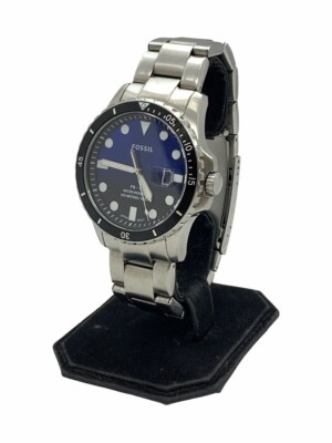 Fossil FS5668 Mens Watch Blue Dial Dive Watch Steel Oyster